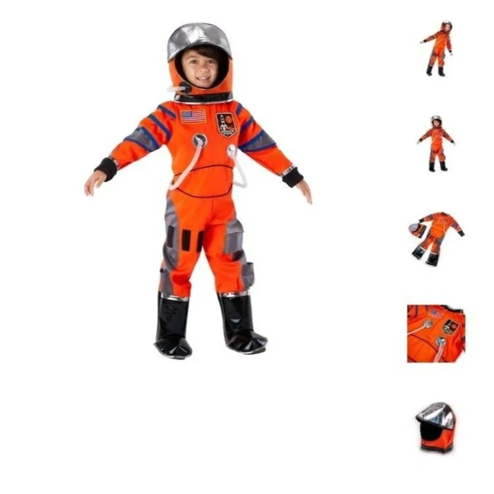 Child’s Astronaut Space Halloween Dressup Costume Size 7-8 Helmet Teetot Outfit